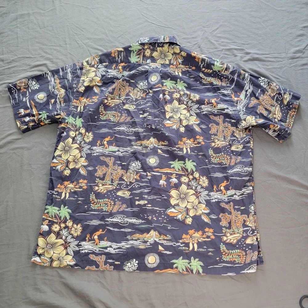 Ralph Lauren Polo Sport Hawaiian Shirt Men's XL Blue Aloha Hula Girl AOP SS